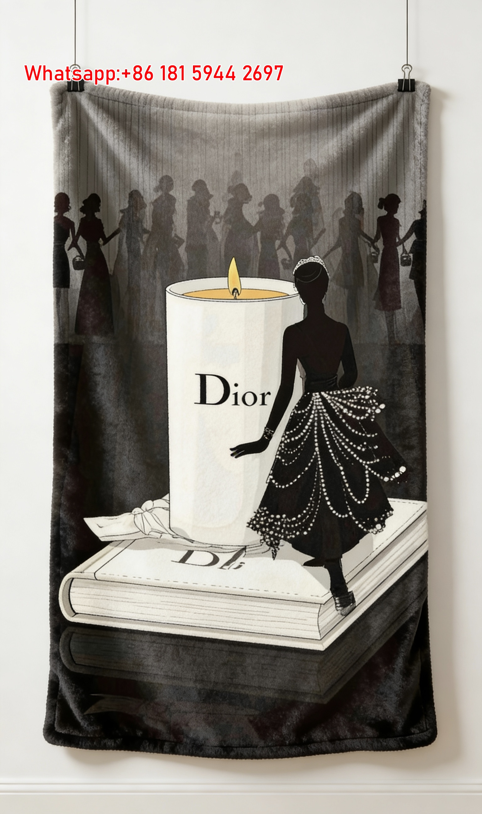 Dior Elegant Lady Candle Flannel Blanket Throw Sofa Decor D116